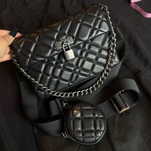 Kurt Geiger London the Brixton Quilted Black Chain Shoulder Bag crossbody